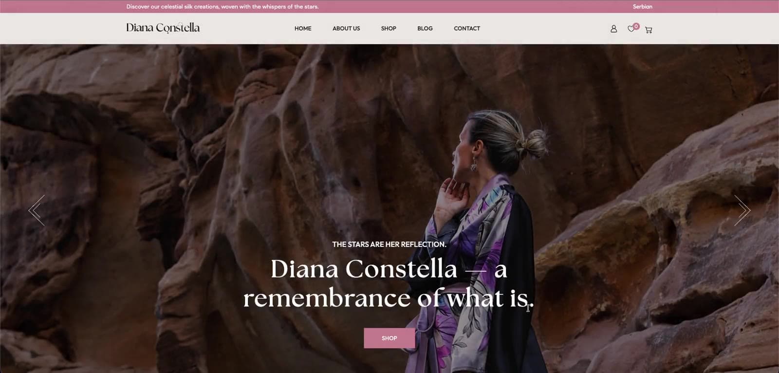 Diana Constella: A bilingual WooCommerce store for Diana Constella's handmade silk abayas inspired by Arabic art and design.