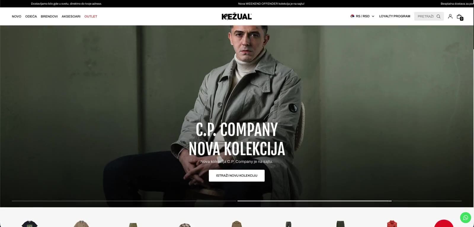 Kežual: An online store for Kežual, bringing authentic urban-casual streetwear brands to Serbia.